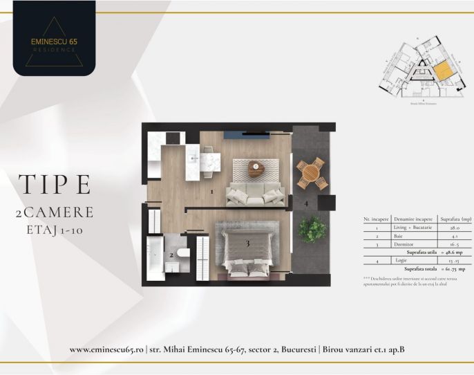 Apartament lux cu 2 camere de vanzare, zona centrala Eminescu | CP1385330